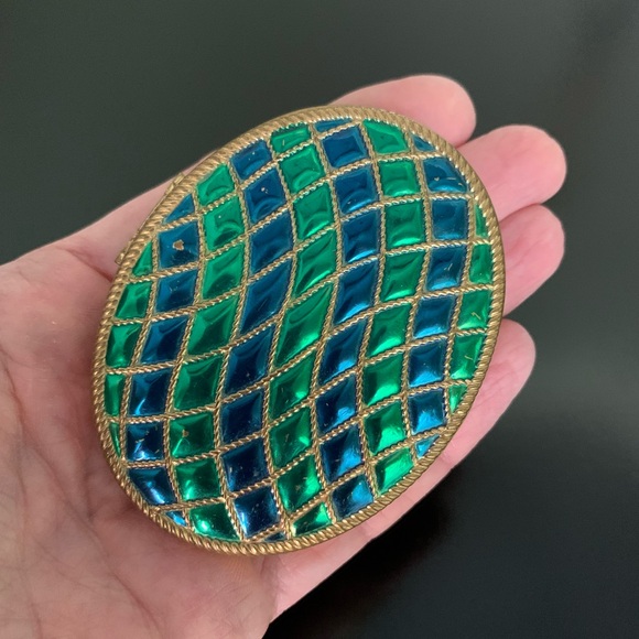 Vintage Signed Avon Metal Makeup Powder Compact With Mirror - Picture 9 of 9